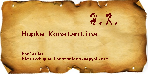 Hupka Konstantina névjegykártya